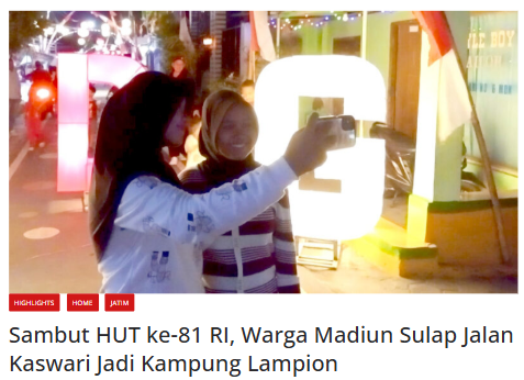 Sambut HUT ke-81 RI, Warga Madiun Sulap Jalan Kaswari Jadi Kampung Lampion