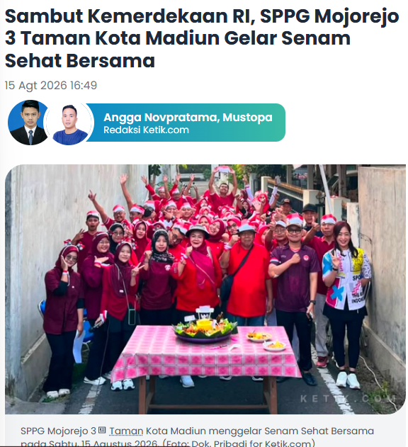 Sambut Kemerdekaan RI, SPPG Mojorejo 3 Taman Kota Madiun Gelar Senam Sehat Bersama
