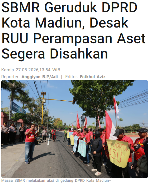 SBMR Geruduk DPRD Kota Madiun, Desak RUU Perampasan Aset Segera Disahkan