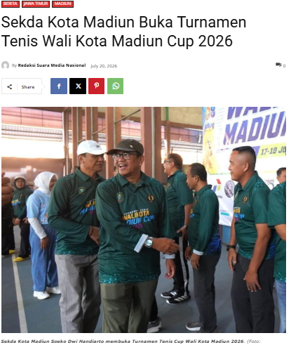 Sekda Kota Madiun Buka Turnamen Tenis Wali Kota Madiun Cup 2026
