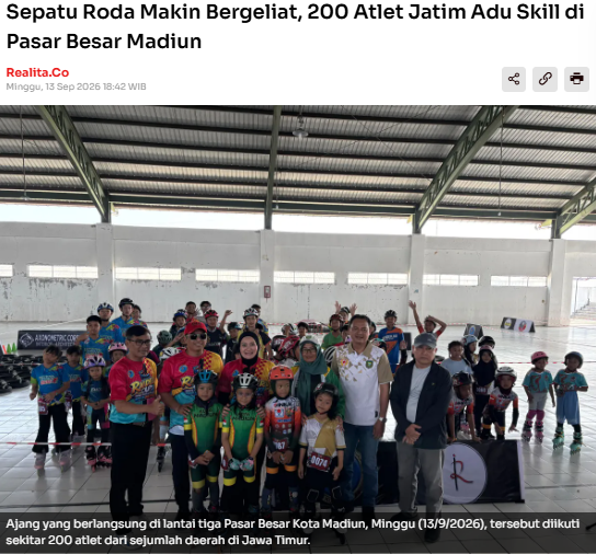 Sepatu Roda Makin Bergeliat, 200 Atlet Jatim Adu Skill di Pasar Besar Madiun