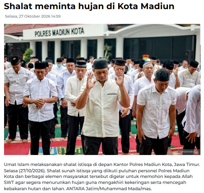 Shalat meminta hujan di Kota Madiun