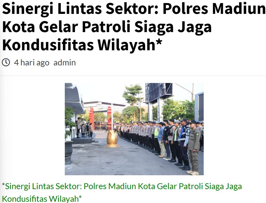 Sinergi Lintas Sektor: Polres Madiun Kota Gelar Patroli Siaga Jaga Kondusifitas Wilayah