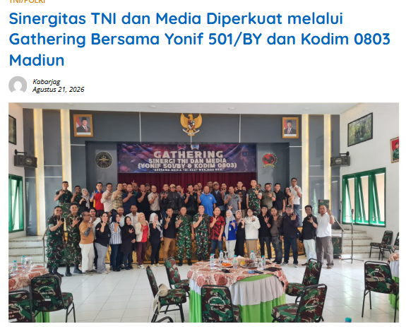 Sinergitas TNI dan Media Diperkuat melalui Gathering Bersama Yonif 501/BY dan Kodim 0803 Madiun