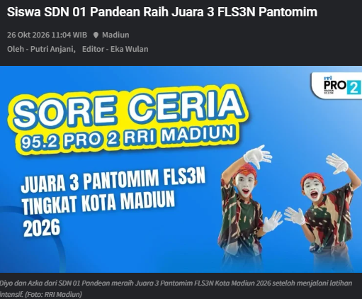Siswa SDN 01 Pandean Raih Juara 3 FLS3N Pantomim