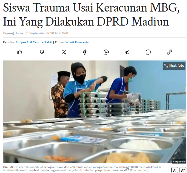 Siswa Trauma Usai Keracunan MBG, Ini Yang Dilakukan DPRD Madiun