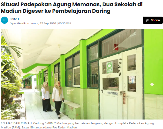 Situasi Padepokan Agung Memanas, Dua Sekolah di Madiun Digeser ke Pembelajaran Daring