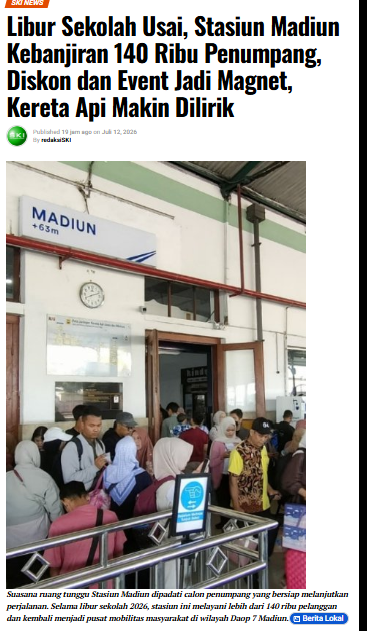 Libur Sekolah Usai, Stasiun Madiun Kebanjiran 140 Ribu Penumpang,  Diskon dan Event Jadi Magnet, Kereta Api Makin Dilirik