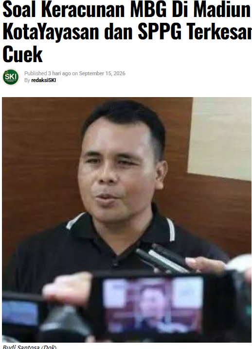 Soal Keracunan MBG Di Madiun KotaYayasan dan SPPG Terkesan Cuek