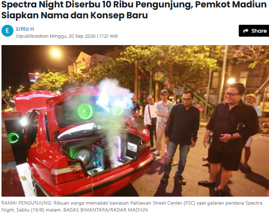 Spectra Night Diserbu 10 Ribu Pengunjung, Pemkot Madiun Siapkan Nama dan Konsep Baru