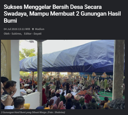 Sukses Menggelar Bersih Desa Secara Swadaya, Mampu Membuat 2 Gunungan Hasil Bumi
