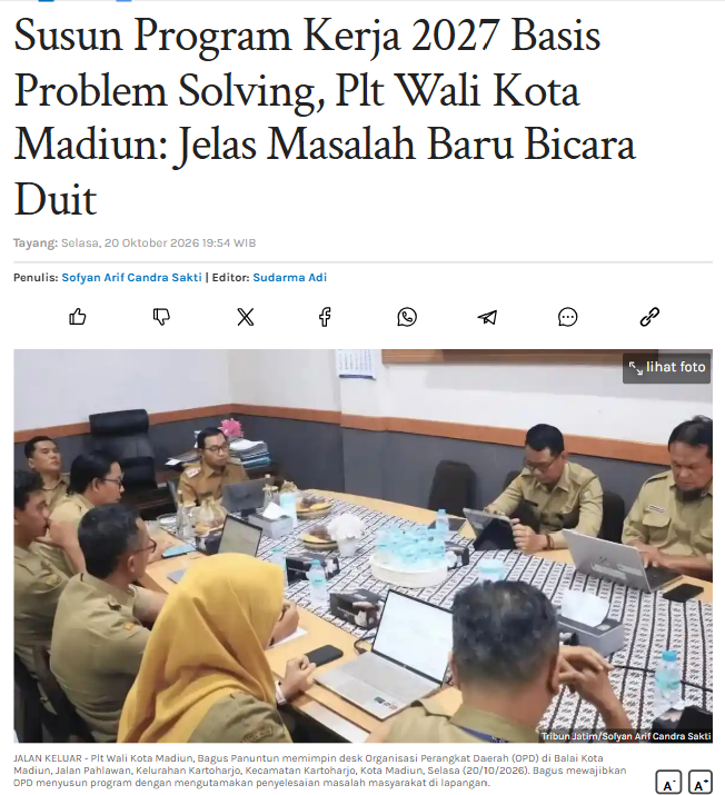 Susun Program Kerja 2027 Basis Problem Solving, Plt Wali Kota Madiun: Jelas Masalah Baru Bicara Duit