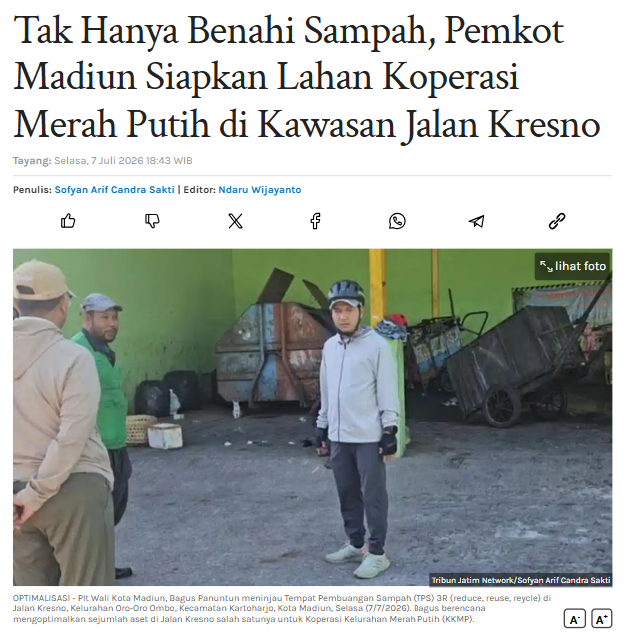 Tak Hanya Benahi Sampah, Pemkot Madiun Siapkan Lahan Koperasi Merah Putih di Kawasan Jalan Kresno