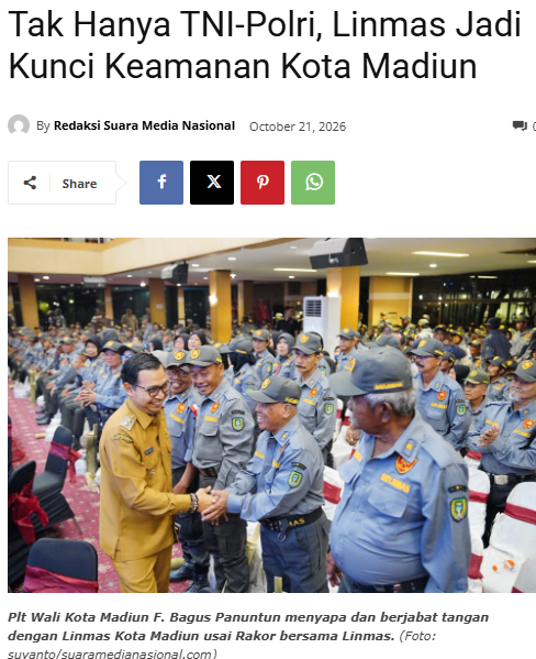 Tak Hanya TNI-Polri, Linmas Jadi Kunci Keamanan Kota Madiun