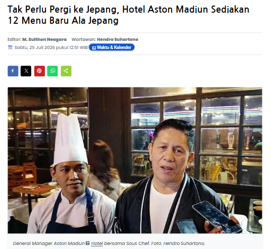 Tak Perlu Pergi ke Jepang, Hotel Aston Madiun Sediakan 12 Menu Baru Ala Jepang