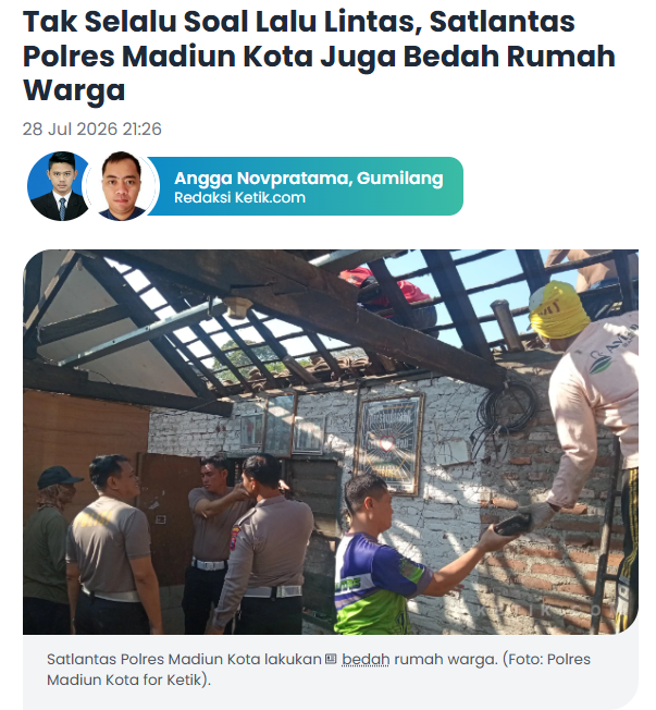 Tak Selalu Soal Lalu Lintas, Satlantas Polres Madiun Kota Juga Bedah Rumah Warga