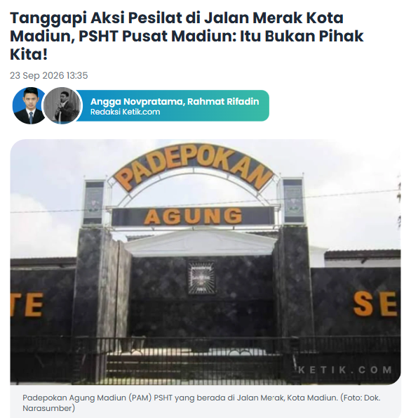 Tanggapi Aksi Pesilat di Jalan Merak Kota Madiun, PSHT Pusat Madiun: Itu Bukan Pihak Kita!