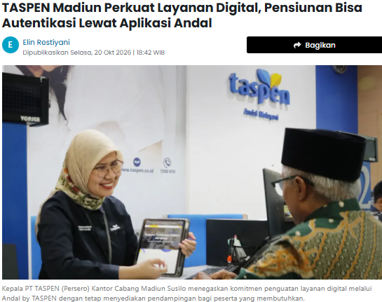 TASPEN Madiun Perkuat Layanan Digital, Pensiunan Bisa Autentikasi Lewat Aplikasi Andal