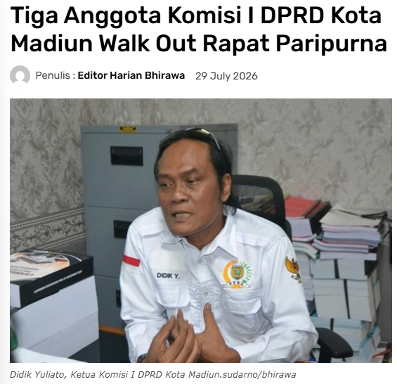 Tiga Anggota Komisi I DPRD Kota Madiun Walk Out Rapat Paripurna