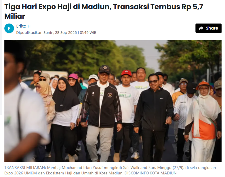 Tiga Hari Expo Haji di Madiun, Transaksi Tembus Rp 5,7 Miliar