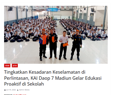 Tingkatkan Kesadaran Keselamatan di Perlintasan, KAI Daop 7 Madiun Gelar Edukasi Proaktif di Sekolah