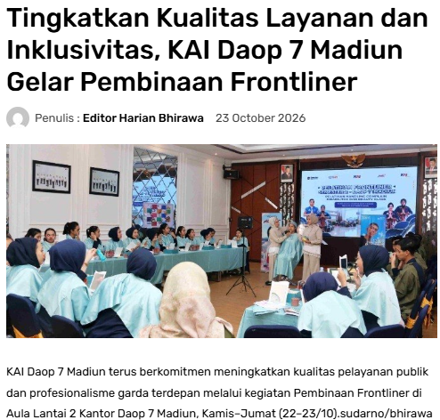 Tingkatkan Kualitas Layanan dan Inklusivitas, KAI Daop 7 Madiun Gelar Pembinaan Frontliner