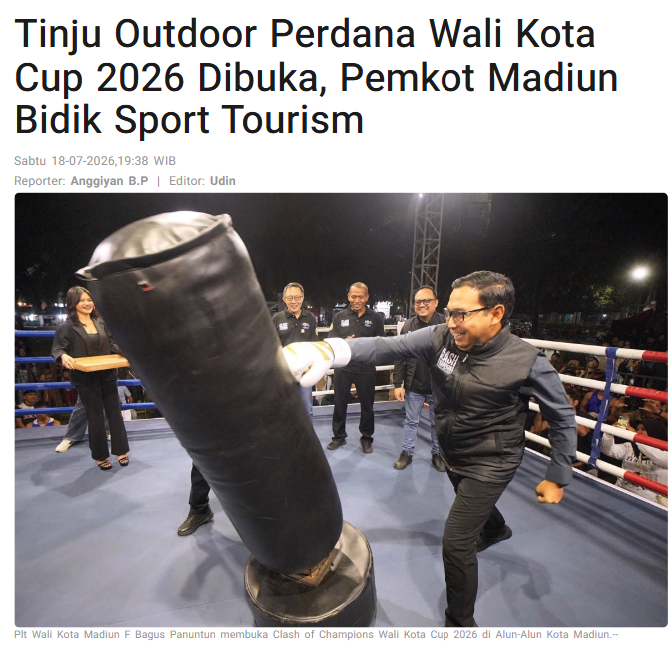 Tinju Outdoor Perdana Wali Kota Cup 2026 Dibuka, Pemkot Madiun Bidik Sport Tourism