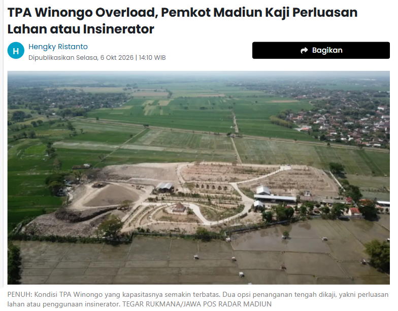 TPA Winongo Overload, Pemkot Madiun Kaji Perluasan Lahan atau Insinerator