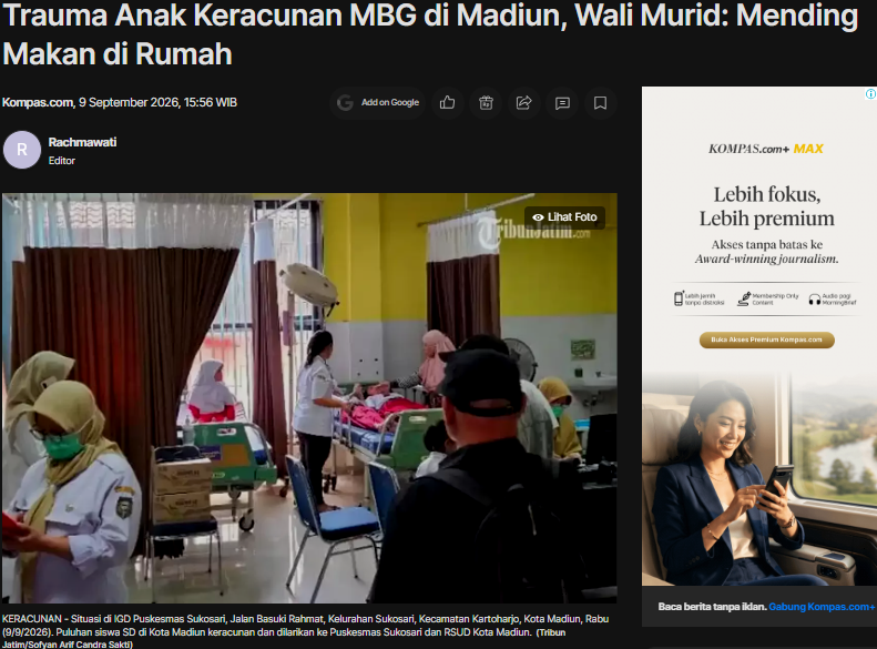 Trauma Anak Keracunan MBG di Madiun, Wali Murid: Mending Makan di Rumah