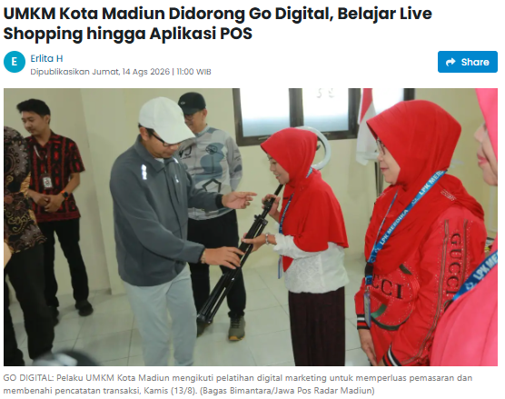 UMKM Kota Madiun Didorong Go Digital, Belajar Live Shopping hingga Aplikasi POS