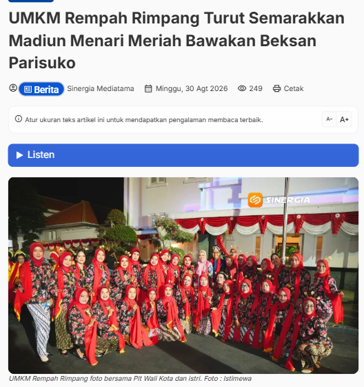 UMKM Rempah Rimpang Turut Semarakkan Madiun Menari Meriah Bawakan Beksan Parisuko