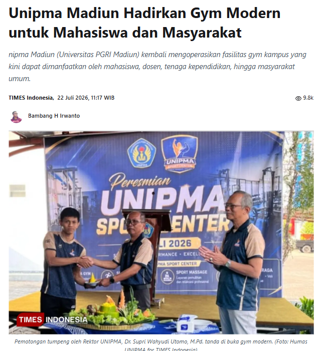 Unipma Madiun Hadirkan Gym Modern untuk Mahasiswa dan Masyarakat