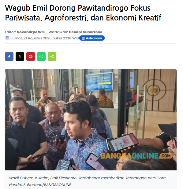 Wagub Emil Dorong Pawitandirogo Fokus Pariwisata, Agroforestri, dan Ekonomi Kreatif