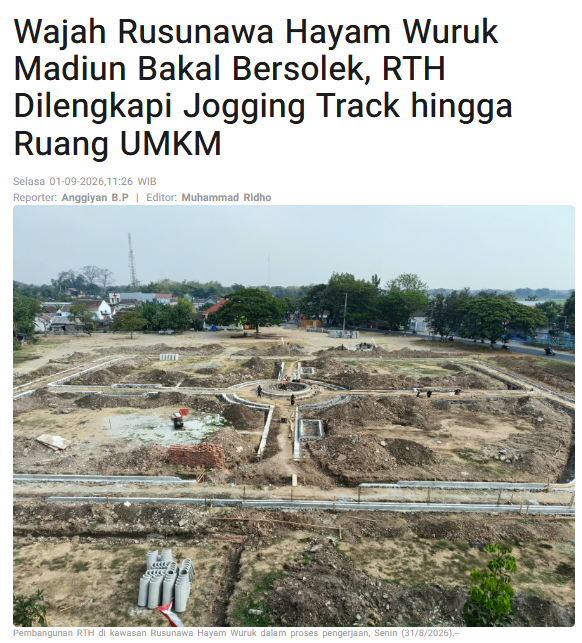 Wajah Rusunawa Hayam Wuruk Madiun Bakal Bersolek, RTH Dilengkapi Jogging Track hingga Ruang UMKM