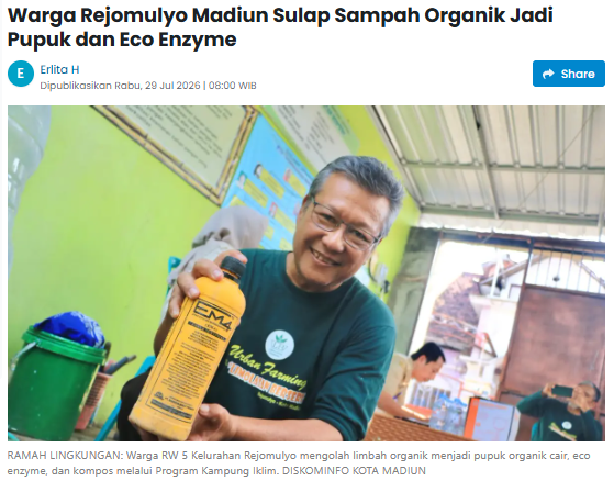 Warga Rejomulyo Madiun Sulap Sampah Organik Jadi Pupuk dan Eco Enzyme