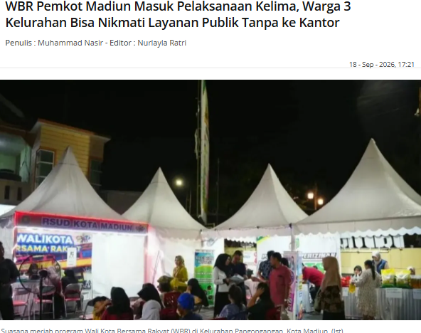 WBR Pemkot Madiun Masuk Pelaksanaan Kelima, Warga 3 Kelurahan Bisa Nikmati Layanan Publik Tanpa ke Kantor