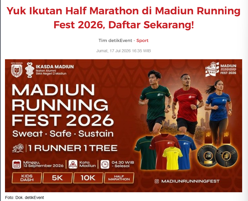 Yuk Ikutan Half Marathon di Madiun Running Fest 2026, Daftar Sekarang!
