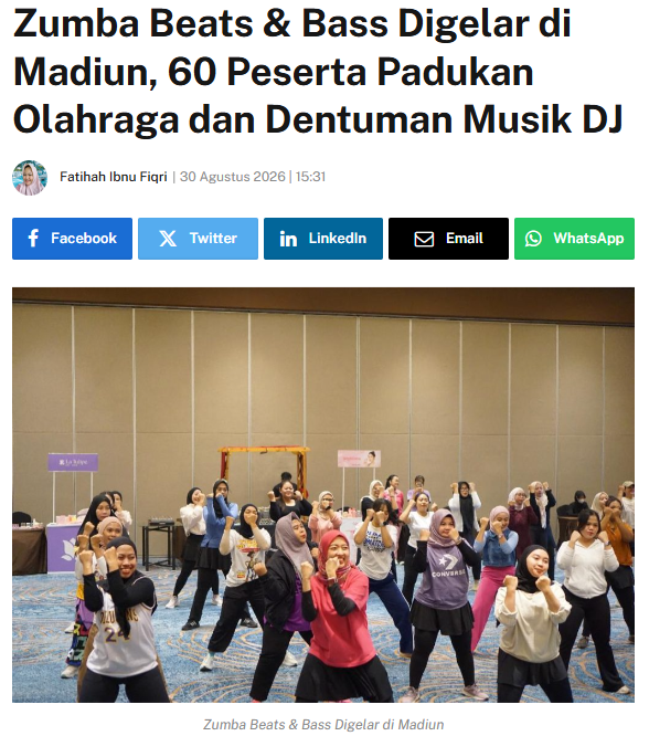Zumba Beats & Bass Digelar di Madiun, 60 Peserta Padukan Olahraga dan Dentuman Musik DJ
